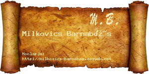 Milkovics Barnabás névjegykártya