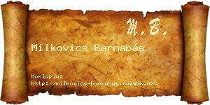 Milkovics Barnabás névjegykártya