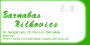 barnabas milkovics business card
