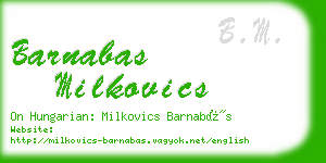 barnabas milkovics business card